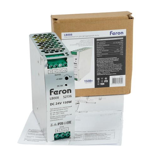 Трансформатор электронный для светодиодной ленты 48W 24V ( ультратонкий драйвер), LB001 FERON 52136 Трансформатор электронный для светодиодной ленты 48W 24V ( ультратонкий драйвер), LB001 FERON 52136