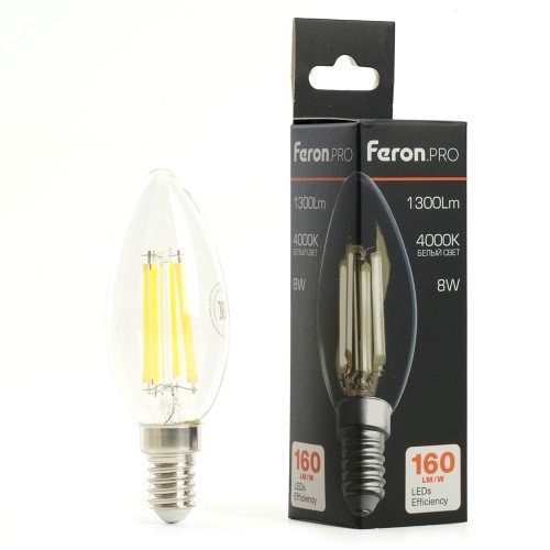 Лампа светодиодная FeronPRO LB-1208 Свеча E14 1300LM 8W 175-265V 4000K