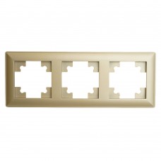 Рамка STEKKER, PFR00-7003-08 3-местная, пластик, серия Катрин, золото 49608 Рамка STEKKER, PFR00-7003-08 3-местная, пластик, серия Катрин, золото 49608