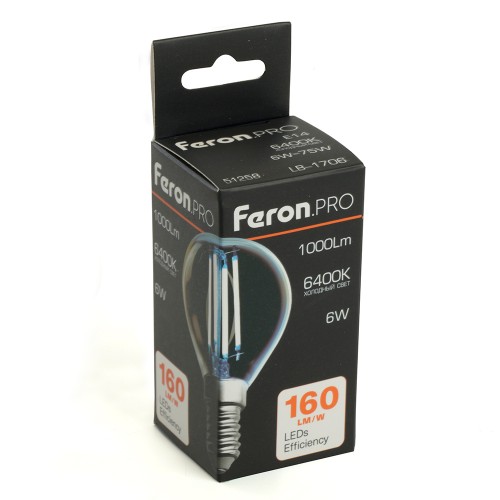 Лампа светодиодная Feron.PRO LB-1706 Шарик E14 1000LM 6W 175-265V 6400K