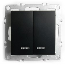 Выключатель 2-клавишный с индикатором (механизм), STEKKER, PSW10-9102-03, 250В, 10А, серия Эрна, черный 49147 Выключатель 2-клавишный с индикатором (механизм), STEKKER, PSW10-9102-03, 250В, 10А, серия Эрна, черный 49147