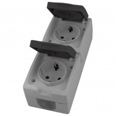 Вертикальная розетка 2-местная с крышкой с/з STEKKER PST16-12-54, пластик АВS, 250В, 16А, IP54, серый/графит 49724 Вертикальная розетка 2-местная с крышкой с/з STEKKER PST16-12-54, пластик АВS, 250В, 16А, IP54, серый/графит 49724