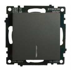 Выключатель 1-клавишный c индикатором (механизм), 250В, 10А, серия Катрин, графит, GLS10-7101-06 STEKKER 49408 Выключатель 1-клавишный c индикатором (механизм), 250В, 10А, серия Катрин, графит, GLS10-7101-06 STEKKER 49408
