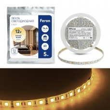 Светодиодная LED лента Feron LS607, 60SMD(5050)/m 14.4W/m 12V 5m 3000К 27654 Светодиодная LED лента Feron LS607, 60SMD(5050)/m 14.4W/m 12V 5m 3000К 27654