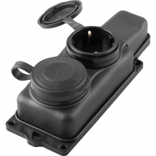 Розетка переносная 2-местная c/з STEKKER, RST16-22-44 (РП 16-232), 250В, 16А, IP44, черный 32738 Розетка переносная 2-местная c/з STEKKER, RST16-22-44 (РП 16-232), 250В, 16А, IP44, черный 32738