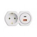 Разветвитель сетевой на 1 выход с/з STEKKER 250В, 16А, USB A+ Type C, 2,4А, PD, белый/серый, ADP16-16-20 50109
