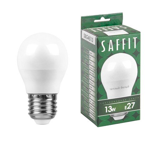 Лампа светодиодная SAFFIT SBG4513 Шарик E27 13W 230V 2700K