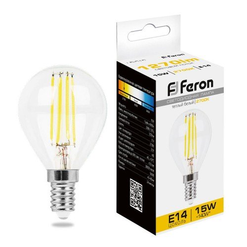 Лампа светодиодная Feron LB-515 Шарик E14 15W 230V 2700K