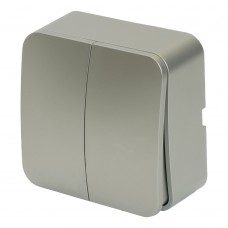 Выключатель открытой установки 2-клавишный, STEKKER, 250В, 10А, IP20, серия София, серебро, MSW10-20-03 49297 Выключатель открытой установки 2-клавишный, STEKKER, 250В, 10А, IP20, серия София, серебро, MSW10-20-03 49297