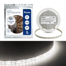 Светодиодная LED лента Feron LS612, 120SMD(2835)/m 9.6W/m 12V 5m 4000К 41448 Светодиодная LED лента Feron LS612, 120SMD(2835)/m 9.6W/m 12V 5m 4000К 41448