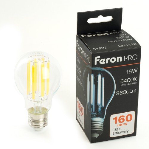 Лампа светодиодная FeronPRO LB-1116 Шар E27 2600LM 16W 175-265V 6400K