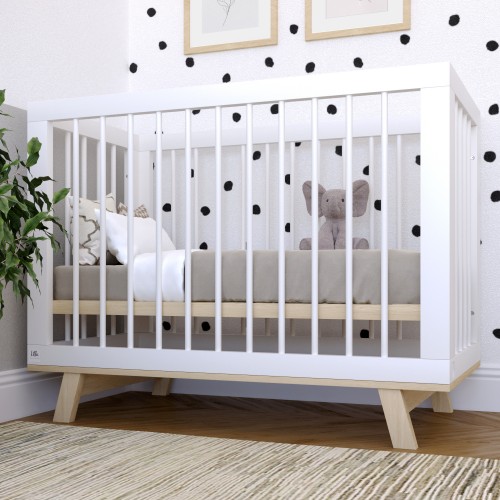 Кроватка для новорожденного Lillaland - модель Lilla Aria (НИК23) белая/дерево Кроватка для новорожденного Lillaland - модель Lilla Aria (НИК23) белая/дерево