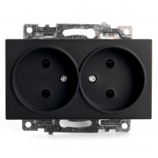 Розетка 2-местная б/з (механизм), STEKKER GLS10-7113-05, 250V, 10А с защитной шторкой, серия Катрин, черный 39611 Розетка 2-местная б/з (механизм), STEKKER GLS10-7113-05, 250V, 10А с защитной шторкой, серия Катрин, черный 39611