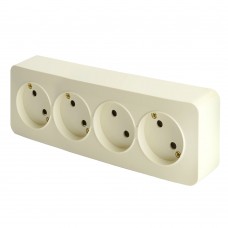 Розетка 4-местная б/з открытой установки, STEKKER, 250В, 10А, IP20, серия София, слоновая кость, MST10-14-04 49503 Розетка 4-местная б/з открытой установки, STEKKER, 250В, 10А, IP20, серия София, слоновая кость, MST10-14-04 49503