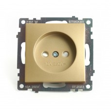 Розетка 1-местная с защитной шторкой (механизм) б/з,STEKKER, GLS10-7109-08, 250В, 10А, серия Катрин, золото 49223 Розетка 1-местная с защитной шторкой (механизм) б/з,STEKKER, GLS10-7109-08, 250В, 10А, серия Катрин, золото 49223