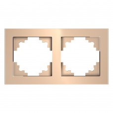 Рамка 2-местная, стекло, STEKKER, GFR00-7002-02 , серия Катрин, шампань 39528 Рамка 2-местная, стекло, STEKKER, GFR00-7002-02 , серия Катрин, шампань 39528