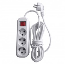 Удлинитель трехместный с/з с выключателем STEKKER HM03-31-05 3x0,75, 5м, серия Home (У10А-002), белый 39199 Удлинитель трехместный с/з с выключателем STEKKER HM03-31-05 3x0,75, 5м, серия Home (У10А-002), белый 39199