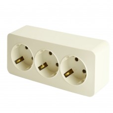 Розетка 3-местная с/з открытой установки, STEKKER, 250В, 16А, IP20, серия София, слоновая кость, MST16-13-04 49501 Розетка 3-местная с/з открытой установки, STEKKER, 250В, 16А, IP20, серия София, слоновая кость, MST16-13-04 49501