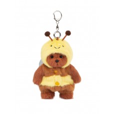 Авторская мягкая игрушка Lina Медведь каштановый Пчелка брелок XS (±15 см)