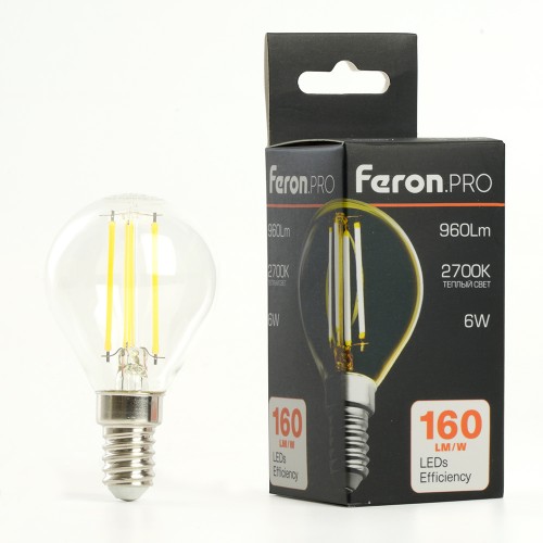 Лампа светодиодная Feron.PRO LB-1706 Шарик E14 960LM 6W 175-265V 2700K