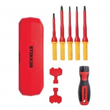 STLS005 Отвертка VDE со сменными битами до 1000В, 8 предметов STEKKER 50409 STLS005 Отвертка VDE со сменными битами до 1000В, 8 предметов STEKKER 50409