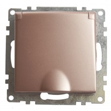 Розетка 1-местная с/з с крышкой (механизм), STEKKER GLS16-7112-02, 250В, 16А с защитной шторкой, серия Катрин, шампань 39594 Розетка 1-местная с/з с крышкой (механизм), STEKKER GLS16-7112-02, 250В, 16А с защитной шторкой, серия Катрин, шампань 39594