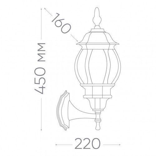 Светильник садово-парковый Feron 8101/PL8101 восьмигранный на стену вверх 100W E27 230V, черный