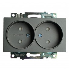 Розетка 2-местная с защитной шторкой (механизм) б/з, 250В, 10А, серия Катрин, графит, GLS10-7113-06 STEKKER 49421 Розетка 2-местная с защитной шторкой (механизм) б/з, 250В, 10А, серия Катрин, графит, GLS10-7113-06 STEKKER 49421