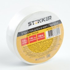 Изоляционная лента STEKKER INTP01319-10 0,13*19 10 м. белая 39907 Изоляционная лента STEKKER INTP01319-10 0,13*19 10 м. белая 39907
