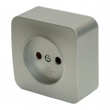 Розетка 1-местная б/з открытой установки, STEKKER, 250В, 10А, IP20, серия София, серебро, MST10-11-03 49325 Розетка 1-местная б/з открытой установки, STEKKER, 250В, 10А, IP20, серия София, серебро, MST10-11-03 49325