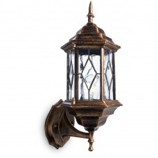 Светильник садово-парковый Feron PL121 шестигранный на стену вверх 60W E27 230V,черное золото 11343 Светильник садово-парковый Feron PL121 шестигранный на стену вверх 60W E27 230V,черное золото 11343