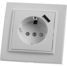 Розетка 1-местная с/з STEKKER, PST16-9011-01, 250В, 16А с защитной шторкой и с USB, серия Эрна, белый 39051 Розетка 1-местная с/з STEKKER, PST16-9011-01, 250В, 16А с защитной шторкой и с USB, серия Эрна, белый 39051