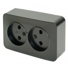 Розетка 2-местная б/з открытой установки, STEKKER, 250В, 10А, IP20, серия София, черный матовый, MST10-12-05 49496 Розетка 2-местная б/з открытой установки, STEKKER, 250В, 10А, IP20, серия София, черный матовый, MST10-12-05 49496