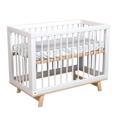 Кроватка для новорожденного Lillaland - модель Lilla Aria (НИК23) белая/дерево Кроватка для новорожденного Lillaland - модель Lilla Aria (НИК23) белая/дерево