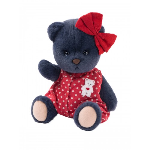 Авторская мягкая игрушка Lina Медведь Моли размер M (±30 см) черничного цвета в костюме Авторская мягкая игрушка Lina Медведь Моли размер M (±30 см) черничного цвета в костюме