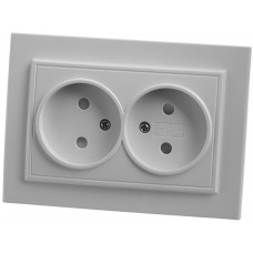 Розетка 2-местная б/з STEKKER, PST10-9013-01, 250В, 16А с защитной шторкой, серия Эрна, белый 39053 Розетка 2-местная б/з STEKKER, PST10-9013-01, 250В, 16А с защитной шторкой, серия Эрна, белый 39053