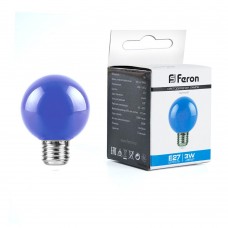 Лампа светодиодная Feron LB-371 Шар E27 3W 230V синий 25906 Лампа светодиодная Feron LB-371 Шар E27 3W 230V синий 25906