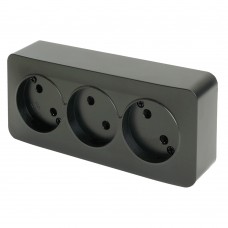 Розетка 3-местная б/з открытой установки, STEKKER, 250В, 10А, IP20, серия София, черный матовый, MST10-13-05 49500 Розетка 3-местная б/з открытой установки, STEKKER, 250В, 10А, IP20, серия София, черный матовый, MST10-13-05 49500