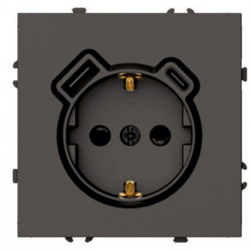 Розетка 1-местная з/ш с/з 16А + USB + Type C (механизм), STEKKER, 250В, 20W, серия Эмили, RST16-5119-09, антрацит, soft touch 50361 Розетка 1-местная з/ш с/з 16А + USB + Type C (механизм), STEKKER, 250В, 20W, серия Эмили, RST16-5119-09, антрацит, soft touch 50361